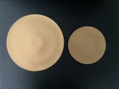 美濃焼 マットゴールド フラットプレート 大小セット
