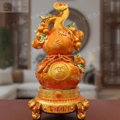 美品　特大ひょうたん　置物　金運　縁起物　専用座布団あり bysa011164.jpg