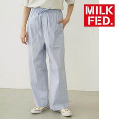 ミルクフェド パンツ MILKFED STRIPED PANTS 103252031001 イージーパンツ レディース  ボトムス 青 ブルー  ライトブルー milkfed 可愛い オシャレ ブランド 夏 イージーパンツ ボトム ストライプ 柄 フリーサイズ