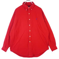 ラルフローレンRalphlauren長袖ボタンダウンシャツ起毛シャモアクロス赤レッドポニーロゴ刺?ワンポイントclassicfitクラッシックフィットvintageヴィンテージ40301