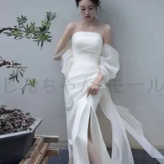 【新品未使用】高級サテン ウェディングドレス 前撮りドレス マーメイド ウエディングドレス 二次会ドレス花嫁 オフショルダー オフショル