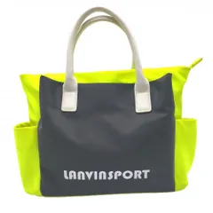 ランバンスポール カートバッグ グレー×蛍光イエロー ロゴプリントゴルフ LANVIN SPORT