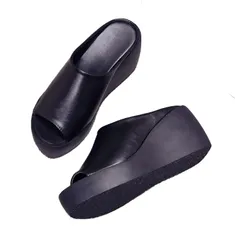 【人気商品】カジュアル レディース 無地 オープン 滑りにくい 性 トゥ クッション ウェッジ サンダル 底 ソール 厚 ストーム [WesRiva]