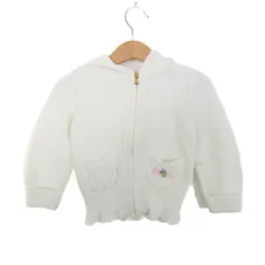 ラルフローレン パーカー トップス ジップアップ コットンニット ベビー 女の子用 24M 90/52サイズ ホワイト RALPH LAUREN 【中古】