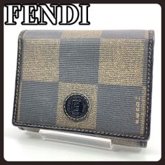 美品】FENDI フェンディ ペカン柄 二つ折り財布 ブラック 薄型 FFロゴ