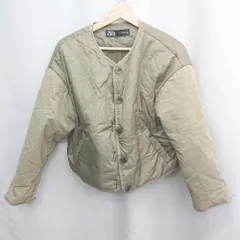 ◇ ⊇ ZARA ザラ 無地 長袖 ナイロンジャケット サイズXS ダークグリーン系 レディース E  【1505130002683】