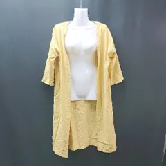 ◇ ABITOKYO カジュアル シンプル 春物 ゆったり オーバーサイズ 長袖 ロングカーディガン サイズM イエロー レディース E  【1304120021754】