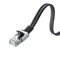 新品　メッシュフラット CAT6A メタルコネクタ 10Gbps/500MHz LANケーブル ギガビット イーサネットケーブル ツメ折れ防止 Supply) RJ45コネクタ (5m) サンワサプライ(Sanwa ブラック&グレー KB-FL6AME-05B