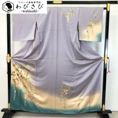 付下げ 作家物 雪芝に絞り柄花模様 藁色 縮緬 金彩 K-4572 - メルカリ 