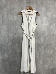 美品 ZARA ザラ ノースリーブ ドット 水玉 ノースリーブ ワンピース sizeM/白 ■◆ レディース