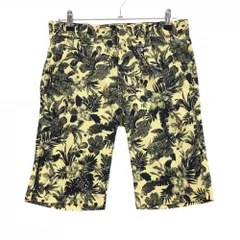 【超美品】カッパ ハーフパンツ イエロー×ネイビー 花柄 ストレッチ メンズ 76 ゴルフウェア Kappa