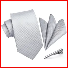 タイクリップ チーフ 3点セット 幅8.5cm ネクタイ メンズ ブランド シルバー ギフト ボックス付き 結婚式 冠婚葬祭 婚礼用 A3-01 礼服用 紳士用 [HISDERN] 新郎 12柄