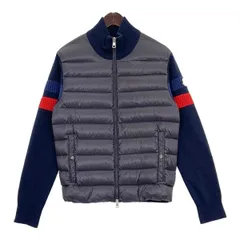 MONCLER モンクレール CARDIGAN TRICOT ニット切替 ダウン F20919B51500 A9421 ガーディガン メンズ Mサイズ ネイビー アウター DM16947■