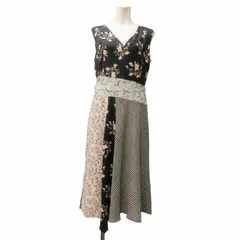 未使用品 カルバンクライン CALVIN KLEIN タグ付き ロングワンピース ノースリーブ Vネック ベルト 花柄 フラワー マルチカラー 6 約M 0623 ■GY19 レディースのサムネイル
