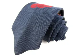 ドミニクフランス ブランドネクタイ パネル柄 シルク フランス製 スリークラウン メンズ ネイビー Dominique France 【中古】