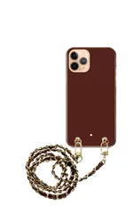 iPhone 16 Pro ケース アイフォン16プロ スマホケース スマホショルダー 肩掛け ハード チェーン付き ハート パステルグリーン ネイビー ピンク パープル ストラップ  100cm カラー07