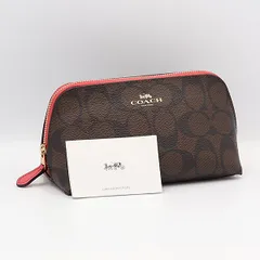 美品 コーチ ダークブラウン シグネチャー ポーチ OGH 2000000