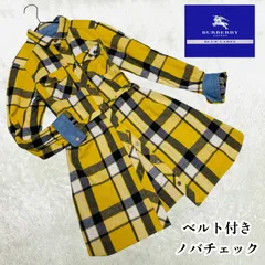 美品 バーバリーブルーレーベル BURBERRY BLUE LABEL ワンピース チュニックワンピース シャツワンピース ミニ 長袖 ベルト付き ホースロゴ ノバチェック サイズ S