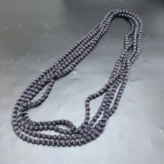 O216 美品 シトラス CITRUS シルク ボンボンネックレス　ボールビーズ　ロングネックレス グレー　steel gray　レディースアクセサリー