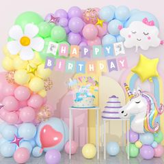 パーティー 飾り付け ン誕生日 誕生日 ユニコーンバースデーバルー ユニコーンケーキトッパー飾り付け 記念日 3Dユニコーンの風船 誕生日おめでとうバナー付きキッズ誕生日セット に適しています ピンクユニコーン誕生日バルーン ユニコーンの誕生日飾り付け女の子