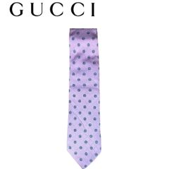 GUCCI ネクタイ 紋章柄 パープル シミあり】GUCCI (グッチ) ネクタイ GG柄 モノグラム パープル系