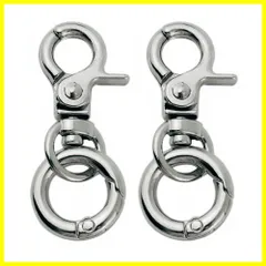 キーリング ハンドメイド アクセサリー 回転カン付き DIYスプリング 【2個入】ワンタッチキーホルダー 手芸用品 キーホルダー金具 (シルバー)