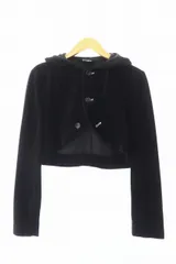 トリココムデギャルソン tricot COMME des GARCONS AD1990 90s ベロア ショート フード パーカー TJ-050260 黒 ブラック ブランド古着ベクトル 中古 ● 241204のサムネイル
