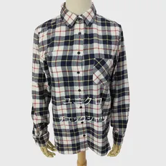 M1-00974【Women】 UNIQLO チェックシャツ (M)/白×紺×赤