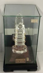佑幸作 五重の塔 証明書・ガラスケース付き 伝統工芸品 甲州水晶貴石細工 白水晶 硬度7 伝統工芸士 山梨の名工 田中佑幸 水晶 クォーツ 天然石