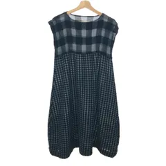 me isseymiyake ミーイッセイミヤケ ノースリーブワンピース サイズ:表記無し チャック柄 フロッキープリント MI83FH482   グリーン  / 240001163711