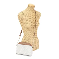 マイケルコース MICHAEL KORS チェーンショルダー バッグ PVC / レザー MK シグネチャー 35T9GTVC2B ショルダーバッグ クロスボディ 斜め掛け 肩掛け レディース アイボリー / ブラウン 中古 mau22007