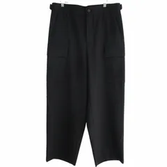 エイトン ATON 美品 23AW 4 BACK SATIN ウール フィールドカーゴパンツ ワークパンツ ワイドパンツ ミリタリー 軍パン 黒 ブラック 4 約Mサイズのサムネイル