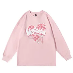 春服 秋服 裏起毛 トレーナー オーバーサイズ 原宿系 ハート プリント 韓国