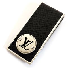 ルイヴィトン LOUISVUITTON ビルクリップ ネオLVクラブ M00020 ブラック シルバー レザー メタル 中古Bランク マネークリップ 札ばさみ メンズ