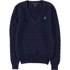 古着 ラルフローレン Ralph Lauren RALPH LAUREN SPORT ケーブル編み Vネック コットンニットセーター レディースM相当/eaa579669