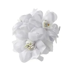 [クレインズコレクション] 華やか 三つ花コサージュ ブローチ クリップ 2WAY フォーマル 入学式 卒業式 結婚式 ハレの日に パール & ラインストーン (グレー)