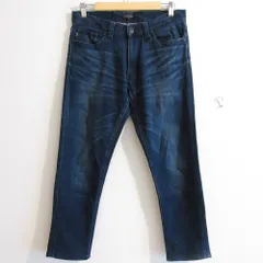 美品 BURBERRY BLACK LABEL バーバリーブラックレーベル レザーパッチ ストレッチ デニムパンツ ジーンズ 73 インディゴ メンズ 古着 中古 USED