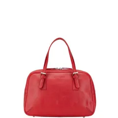     中古 バーバリー ノバチェック ハンドバッグ ABランク ミニボストンバッグ レッド レザー レディース BURBERRY 【送料無料】【西神店】