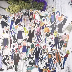 スクラップブッキング ステッカー 170枚 ファッション ガール イラスト DIY コラージュ 171個171個P_0