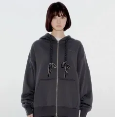 YOUHEE RIBBON HOOD ZIP-UP リボン パーカー ブラック 関税・送料込み】YOUHEE RIBBON HOOD ZIP-UP リボン パーカー