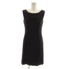 ブリジット BRIGITTE ワンピース ノースリーブ ミディ丈 刺繍 裾スカラップ調 ベロア ブラウン 茶 7