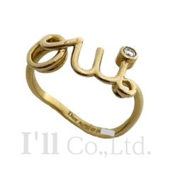 Christian Dior　クリスチャンディオール　Oui　リング　750YG　1Pダイヤモンド0.03ct　＃49　ブランドジュエリー　指輪　9号　Au750　K18イエローゴールド　750YG　18金　ディオールアムール　ロゴ【74238】
