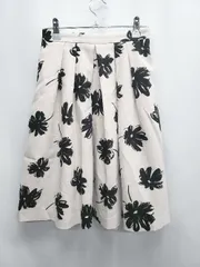 ◇ ⊇ Apuweiser riche アプワイザー リッシェ 花柄 膝丈 フレア スカート サイズ0 ピンク ブラック レディース E  【1507010004381】