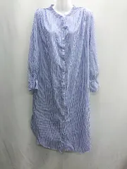 ◇ ⊇ &.NOSTALGIA ストライプ柄 長袖 ロング丈 ワンピース サイズM ブルー ホワイト レディース E  【1409100049398】