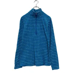 Columbia ハーフジップ フリースジャケット S ブルー ボーダー コロンビア 薄手 ロングTシャツ アウトドア 古着卸 アメリカ仕入 a605-7793