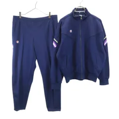 Champion チャンピオン 90s オールド 日本製 トラックジャケット 上下 セットアップ Ｏ ネイビー ジャージ メンズ 古着