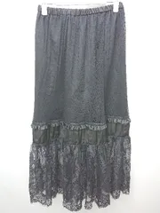 ◇ GU ジーユー レース ロング Aライン スカート サイズM ブラック レディース P  【1406110000760】