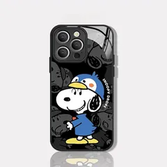 スヌーピー iPhone16/15/14/13 用 Pro/Promax 強化ガラス携帯ケース キャラクター スマホケース 萌えキャラ可愛い スマートフォン16plus/15plus/14plus/13mini ケース レンズ保護 防キズ 高耐久性 ワイヤ 1