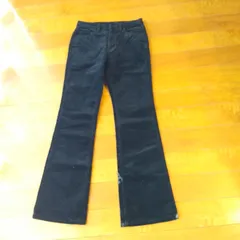 a067 【UNIQLO】 ユニクロ コーディロイ (58) フレア 黒 ブラック カジュアルパンツ 綿 コットン 小さいサイズ