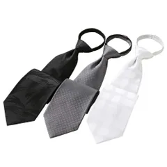 礼装用 ワンタッチ ネクタイ 3本セット 撥水加工 冠婚葬祭用 婚礼用 葬式用 法事用 シルクネクタイ チーフ 10640